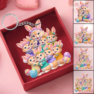 Bunny Easter Grandma with Grandkids' Names - Personalized Acrylic Keychain