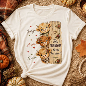 This Grandma Loves Her Herd – Highland Cow Personalized Shirt | Cozy Tee For Grandma