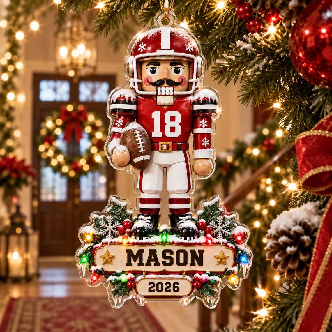 Personalized Football Nutcracker Flat Acrylic Ornament