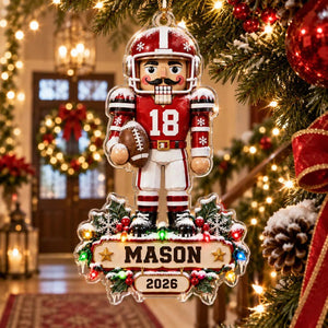 Personalized Football Nutcracker Flat Acrylic Ornament