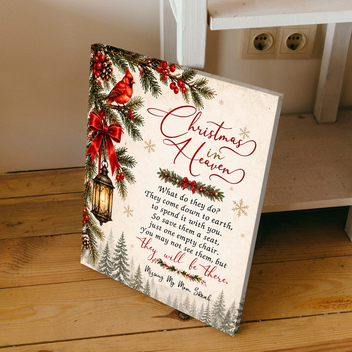 Christmas in Heaven Memorial Canvas – In Loving Memory Of Mom | Sympathy Wall Art & Remembrance Gift