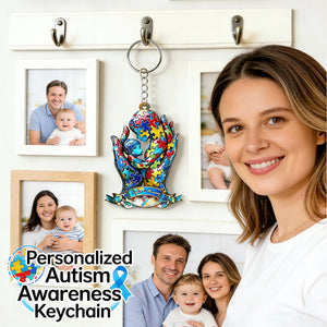 Mom And Kid - Personalized Autism Awareness Keychain