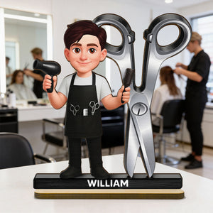 Hairdresser Man Woman - Personalized Wooden Plaque - Gift For Hairdressers
