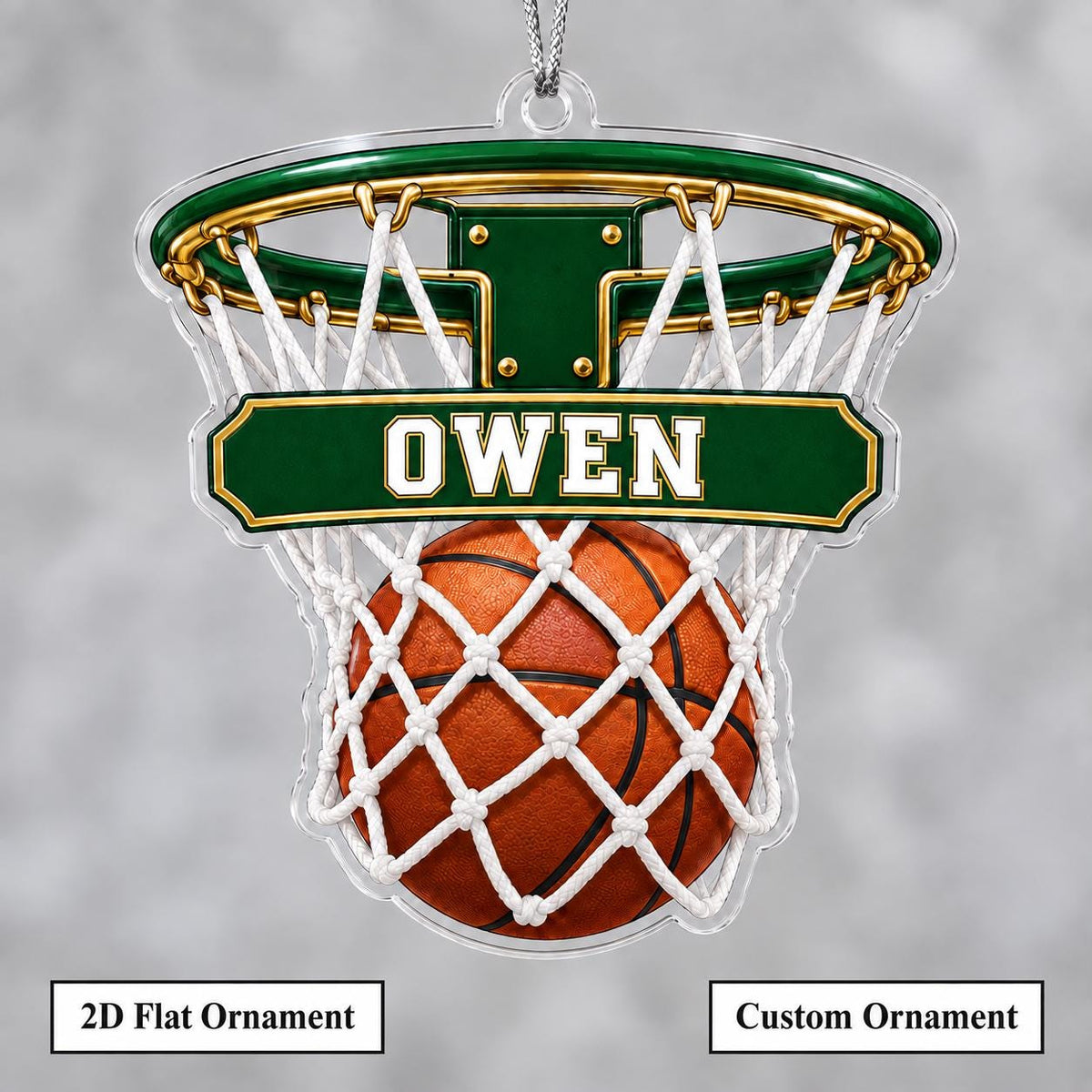 Personalized Basketball Hoop Christmas Ornament – Custom Name & Ball-In-Net Acrylic Keepsake | Gift for Players & Coaches