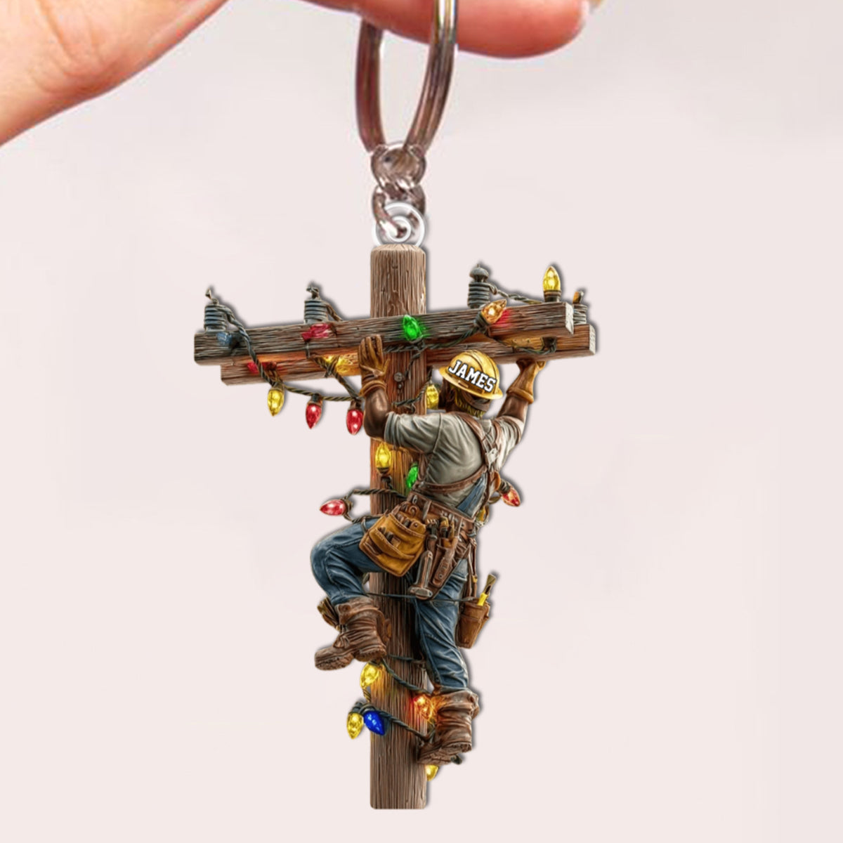 Keeping the Lights On - Personalized Lineman Keychain