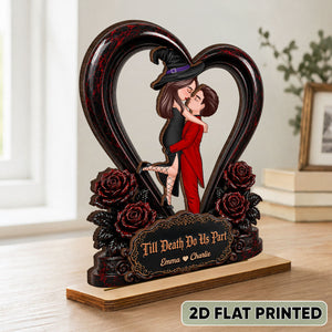 "From Our First Kiss To Our Last Breath" – Halloween Couple Wooden Plaque | Personalized Keepsake For Him & Her