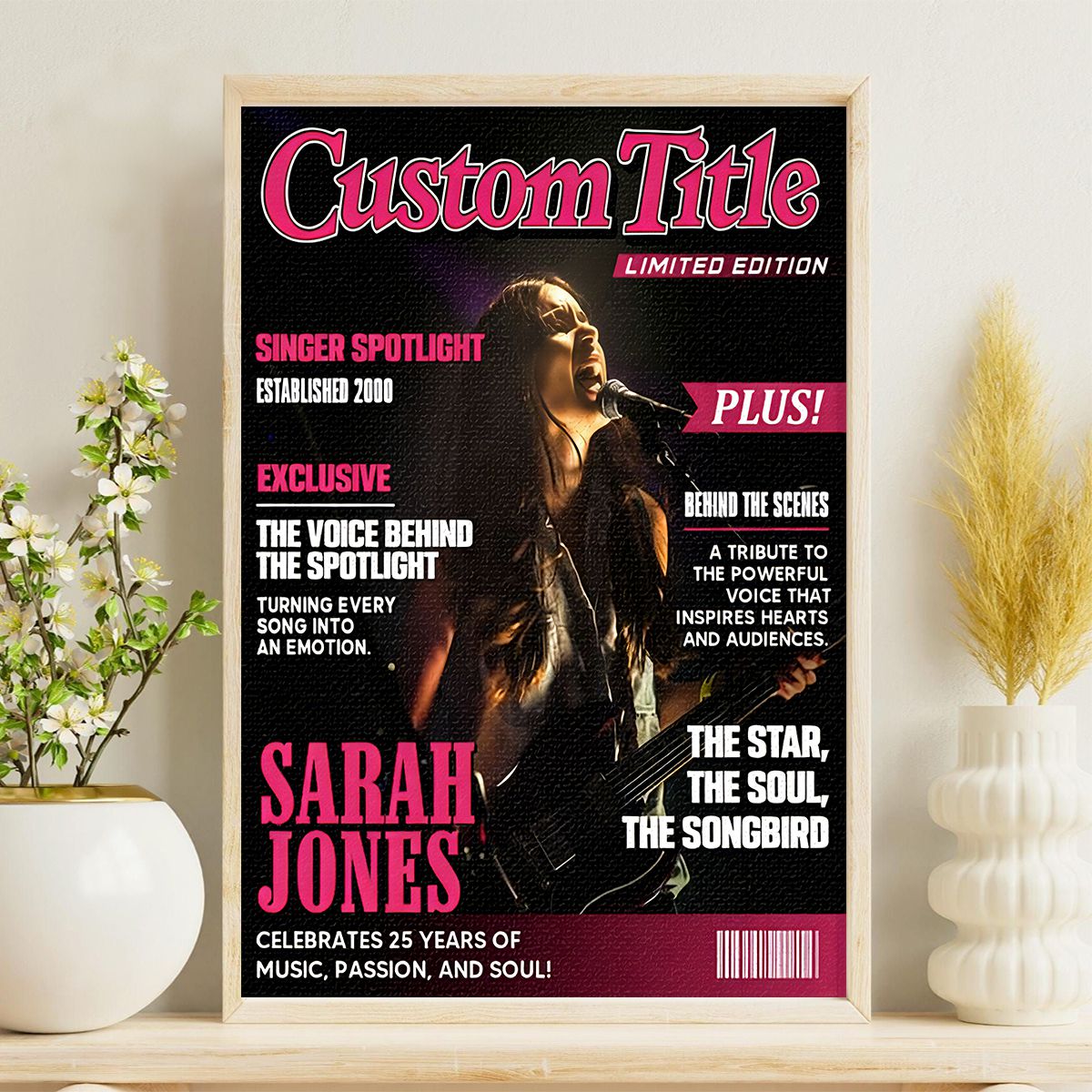 Personalized Singer Magazine Cover Poster,  Singer Gift, Cool Gift For Music Lover, Karaoke Gift