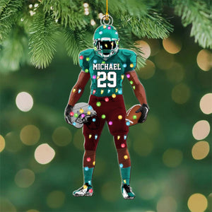 Personalized Christmas football ornament, for football players and football lovers
