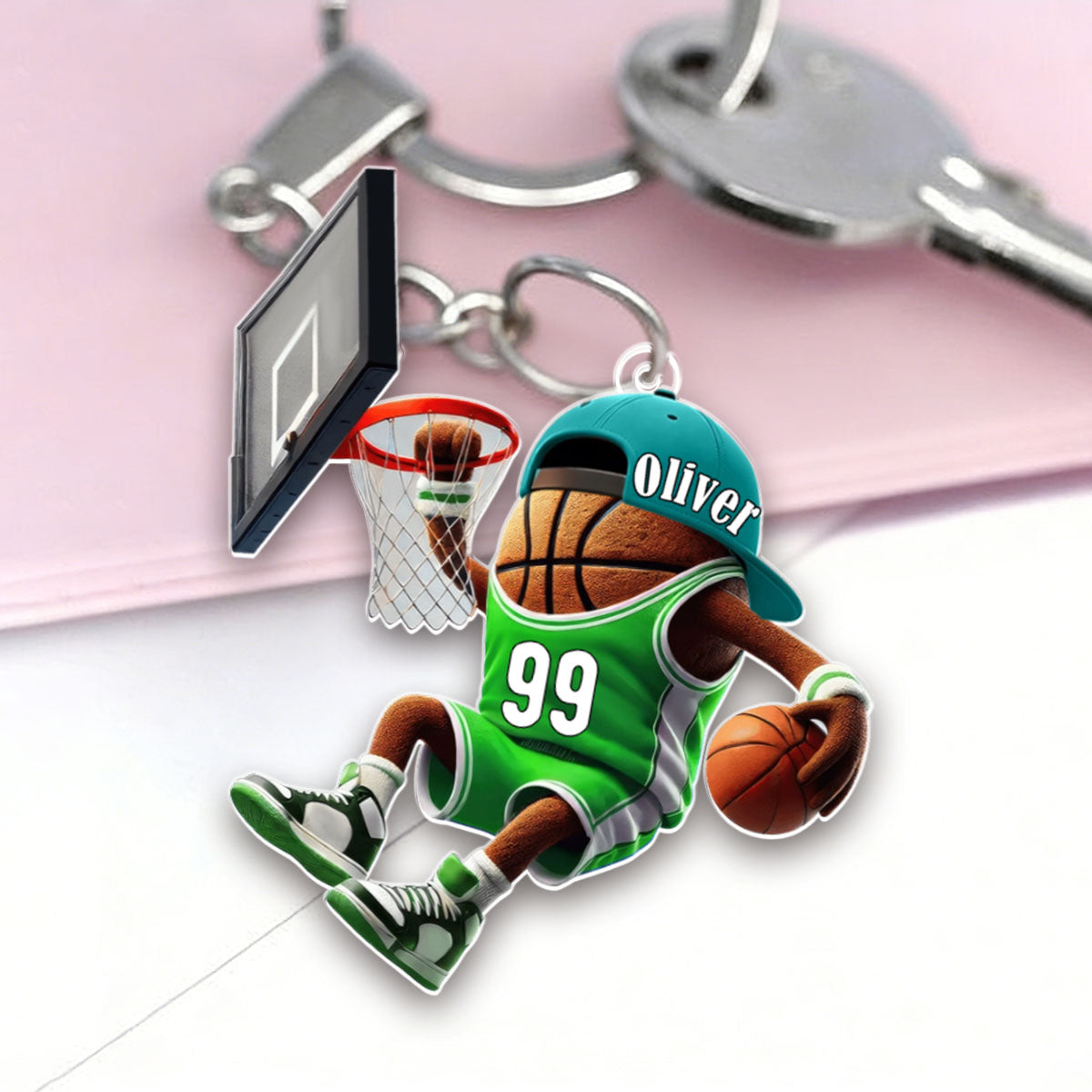 Custom Name Basketball Personalized Acrylic Keychain Basketball Team Gift