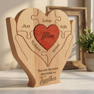"You Are the Piece That Holds Us Together" – Personalized Wooden Family Puzzle – Mother's Day Gift For Mom, Mum, Mother