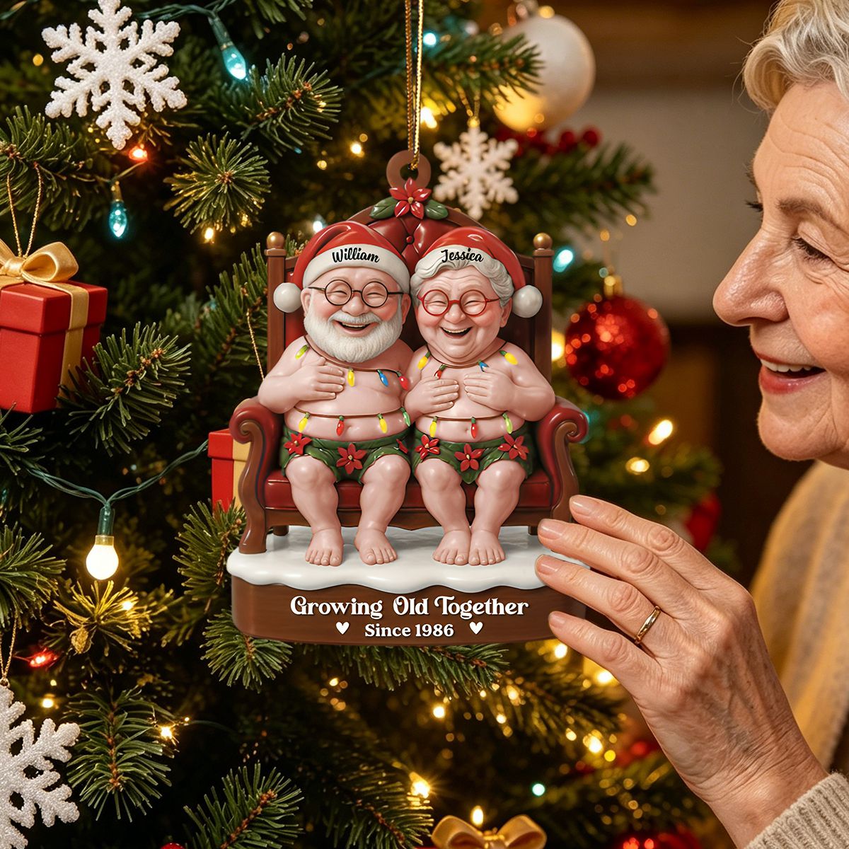 Growing Old Together Since Personalized Acrylic Ornament - Custom Couples Xmas Gift