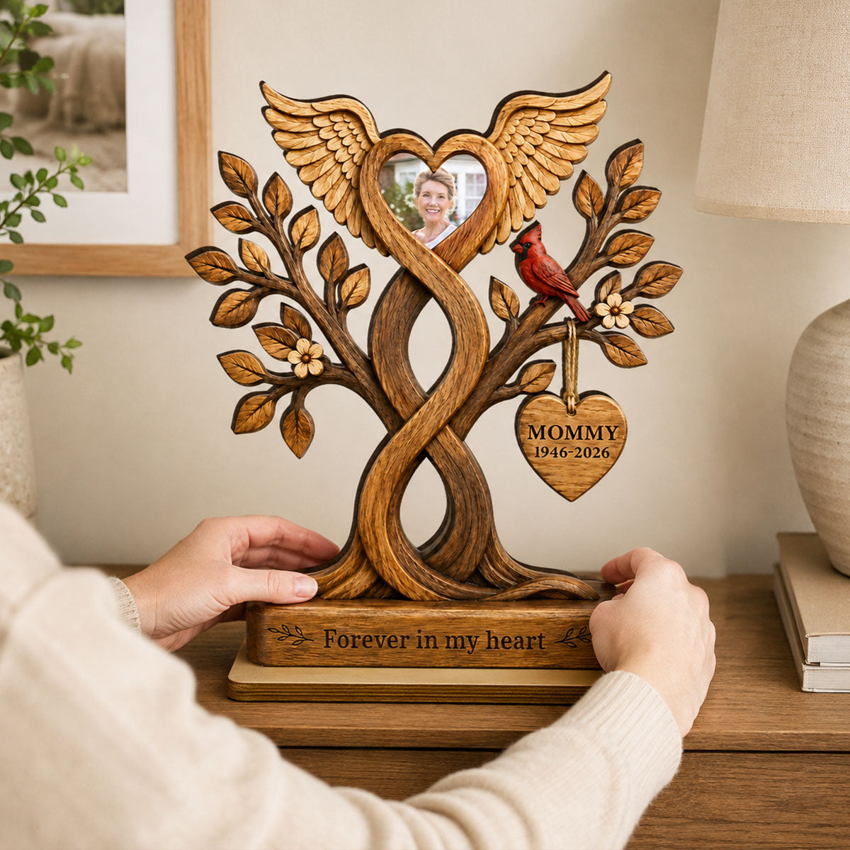 "Forever In Our Hearts" – Personalized Wooden Plaque | Heartfelt Sympathy Gift For Loved Ones