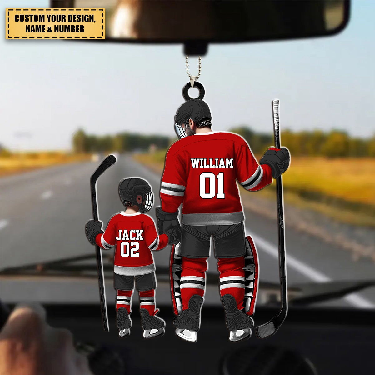 Father And Son – Personalized Ice Hockey Players Shaped Acrylic Ornament