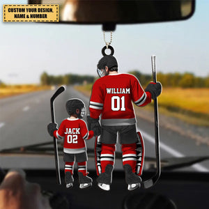 Father And Son – Personalized Ice Hockey Players Shaped Acrylic Ornament