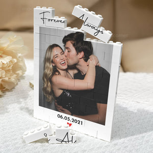 Anniversary Gift For Him & Her – Personalized "Forever & Always" Building Blocks With Custom Photo