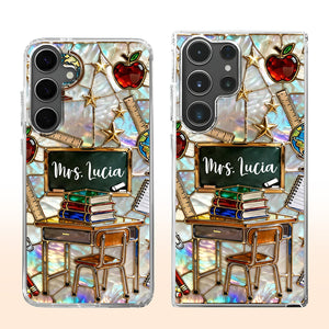 Classroom Inspired Book & Apple Design – Personalized Clear Phone Case | Gift For Teachers & Educators