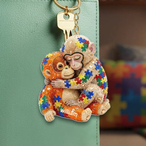 Autism Monkey Keychain - Personalized Gift For Autism Mom