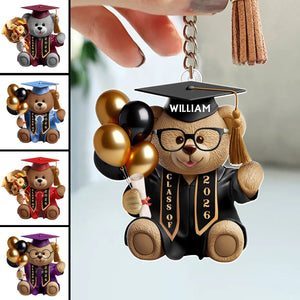 Cute Graduation Bear - Personalized Acrylic Keychain