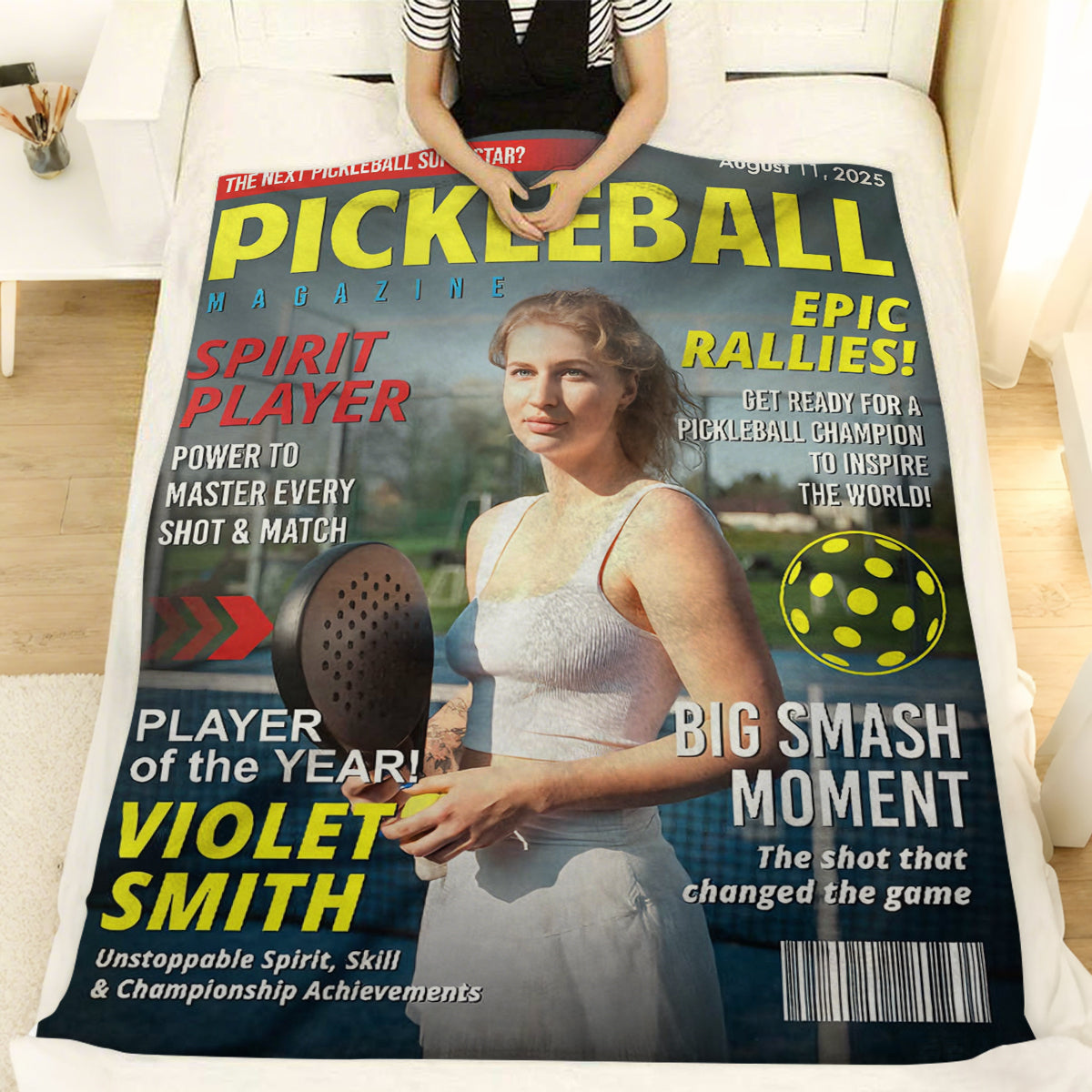 Custom Pickleball Magazine Cover Blanket, Pickleball Lover Gift, Unique Pickleball Wall Art, Pickleball Gift