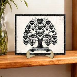 Grandma With Grandkids Tree Name - Personalized Wood Plaque - Gift For Parents Grandparents, Families, Children Grandchildren