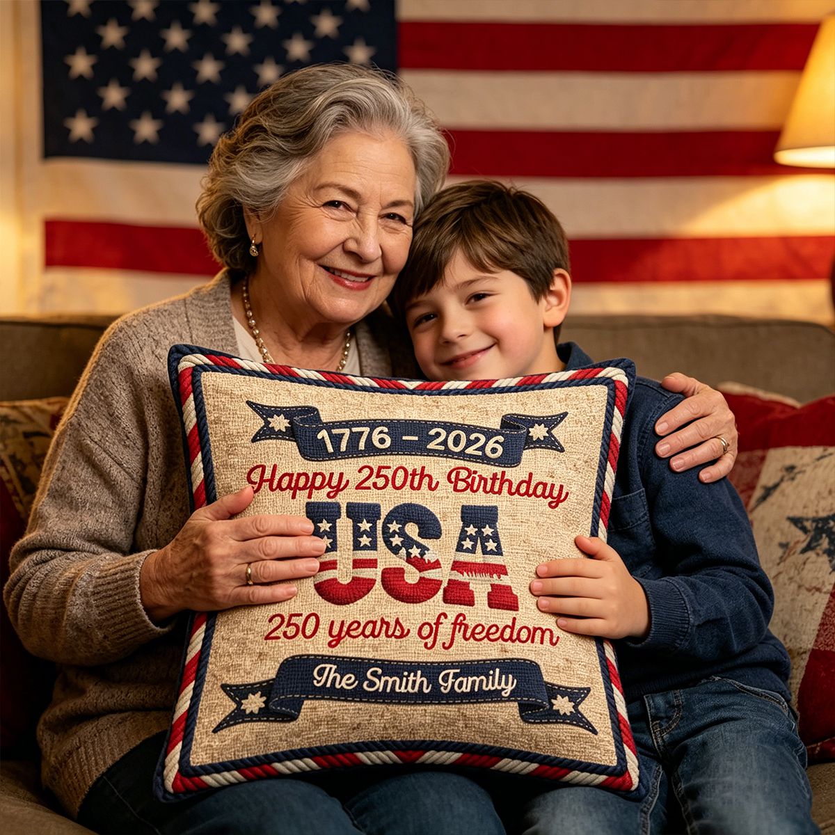 America 250th Birthday - Personalized Pillow Cover