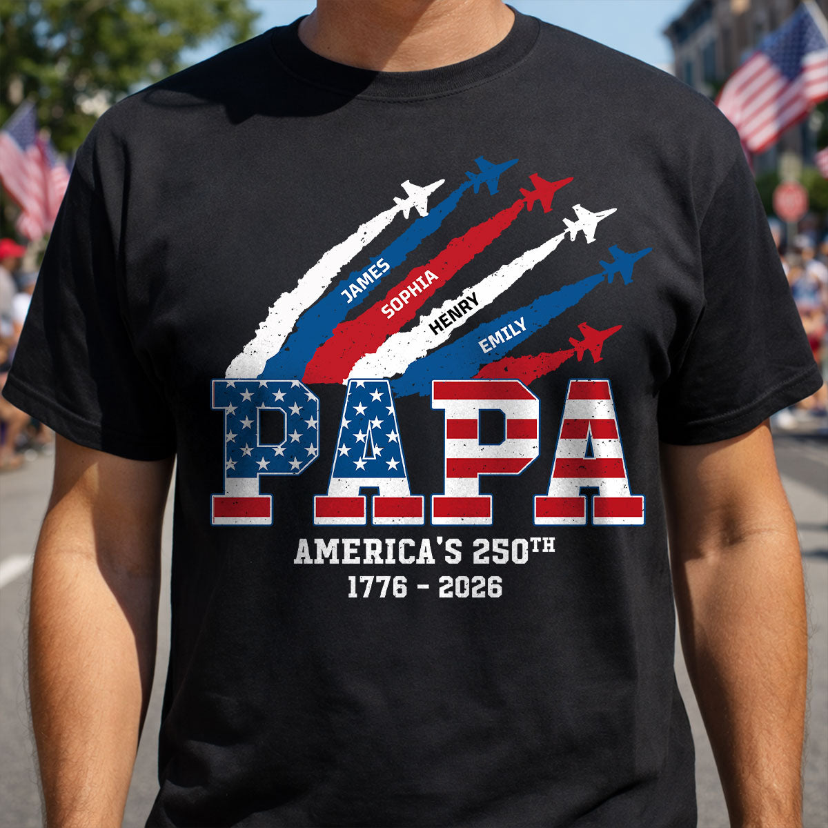Personalized 250th Anniversary American Flag Shirt – Proud Dad & Grandpa | Father's Day Gift