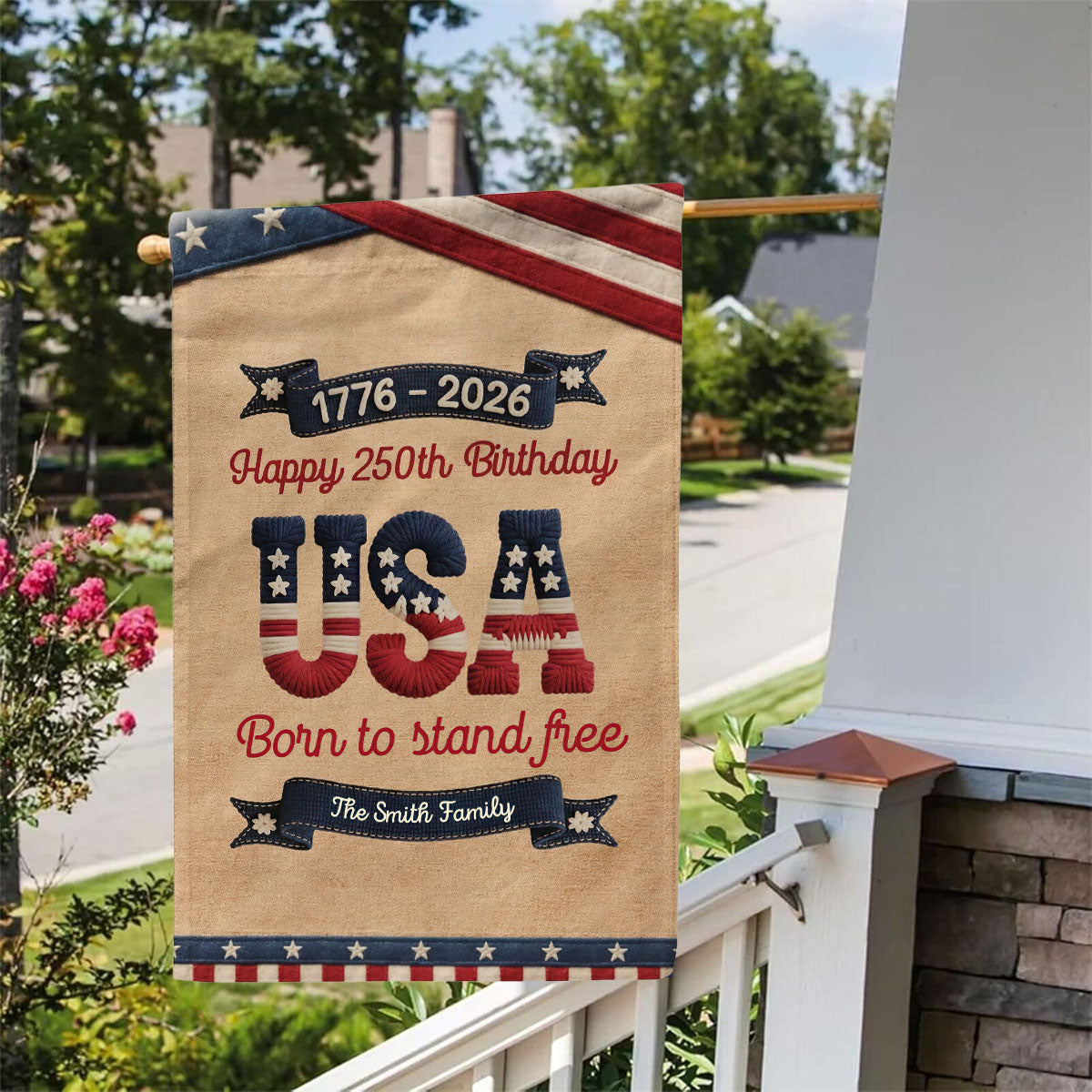 250 Years Of Freedom Usa Birthday Faux Pattern - Personalized Flag
