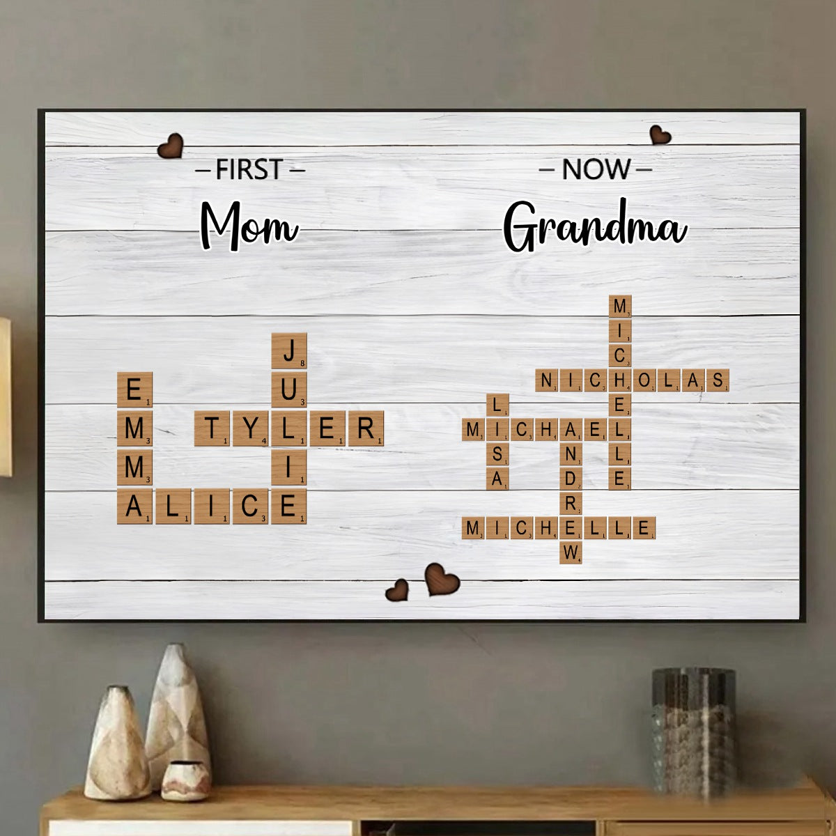 First Mom Now Grandma Crossword Puzzle Art Personalized Canvas Poster