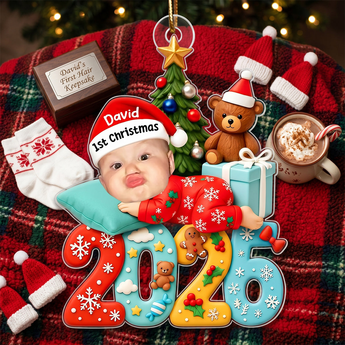 Baby's First Christmas Keepsake – Personalized Acrylic Ornament with Baby Photo For Holiday Tree Decor