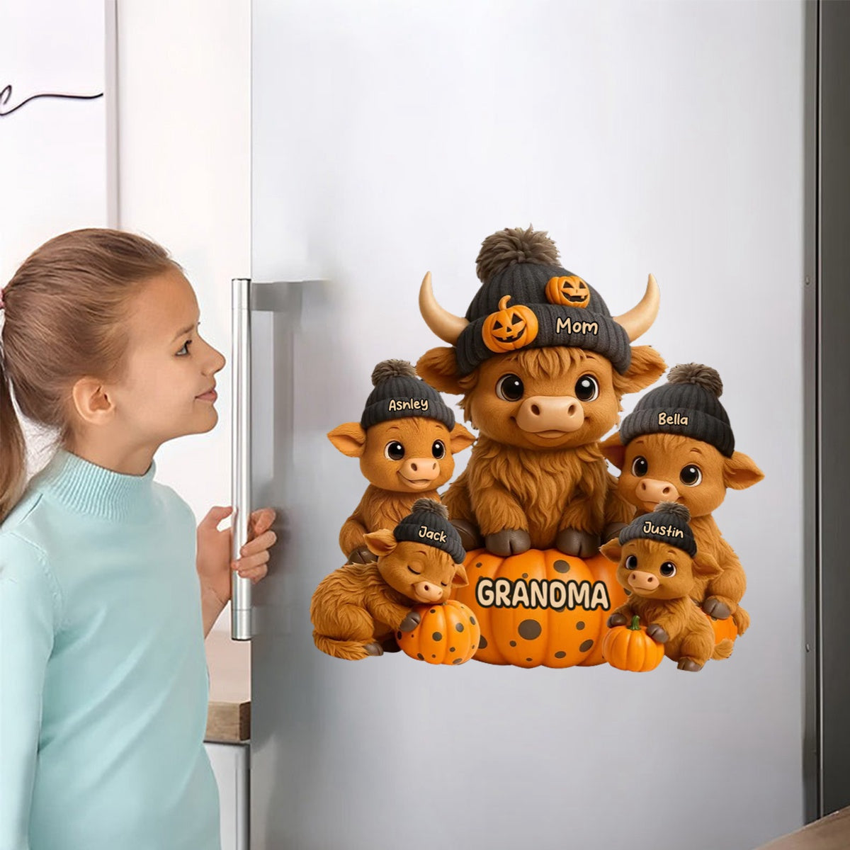 Mama Cow Personalized Decal, Cozy Fall Vibe Halloween Decor for Mom, Grandma