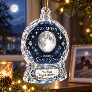 "Our Moon Couple" Custom Moon Phase By Date – Personalized Acrylic Ornament | Christmas Keepsake For Him & Her