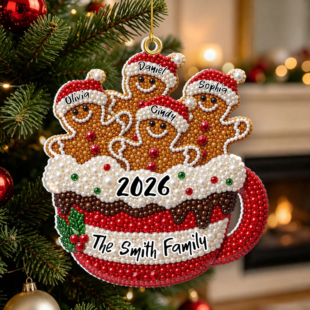"Gingerbread Family Christmas" – Personalized Acrylic Ornament | Holiday Keepsake For Families