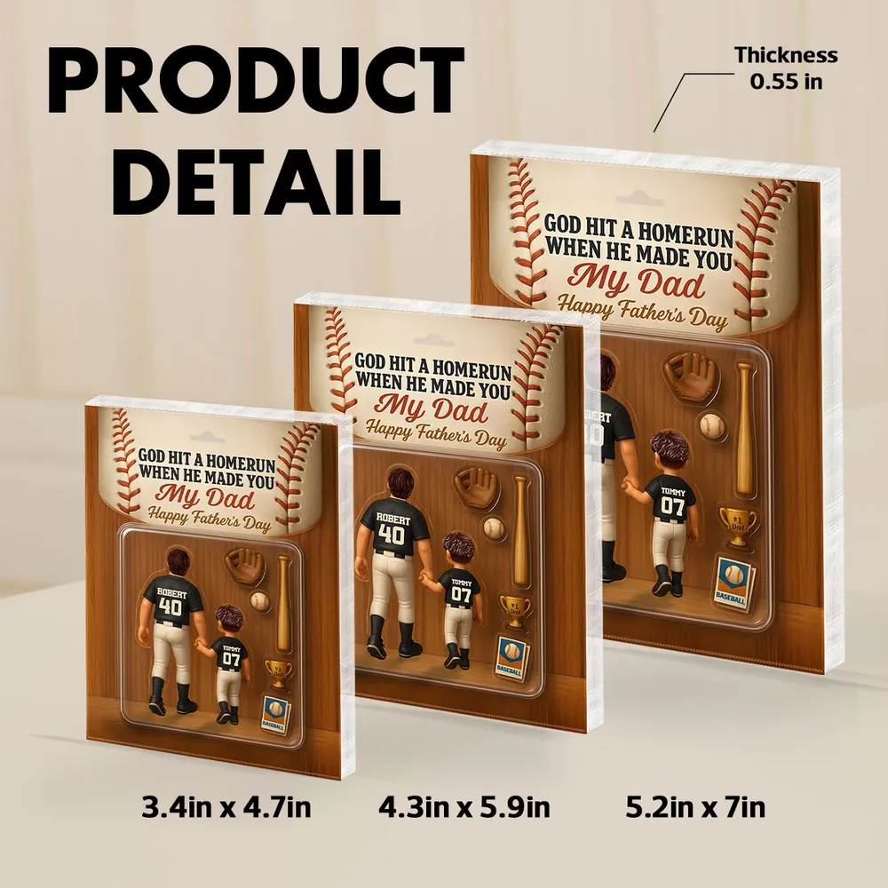 Personalized Acrylic Block Plaque, Father's Day Gift for Baseball Dad