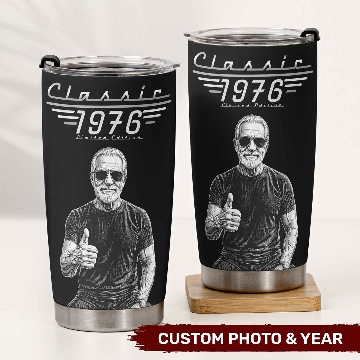 Father's Day & Birthday Gift For Him – Personalized Custom Photo Tumbler | Classic Limited Edition