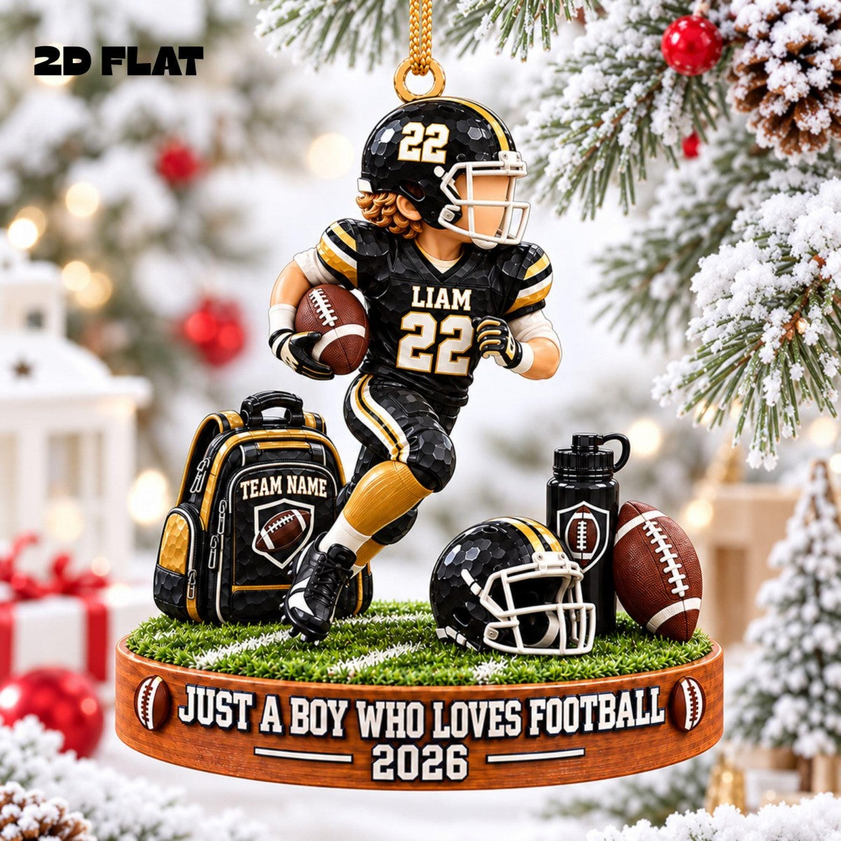 Personalized "Just A Boy Who Loves Football" Ornament – Custom Player Name & Number Christmas Keepsake Gift For Football Lovers