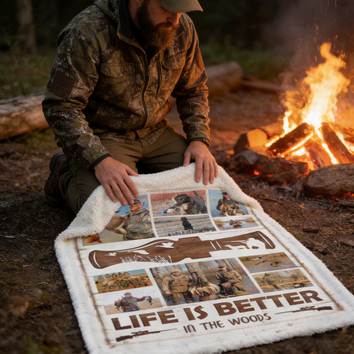 Personalized Hunting Photo Collage Blanket,Hunting Memories Gift For Hunters