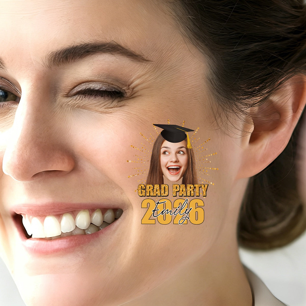 Custom Temporary Grand Party Tattoo With Personalized Photo, Text Name, Fake Tattoo, Gift For Graduation