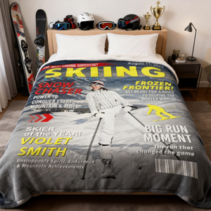 Custom Skiing Magazine Cover Blanket– Skiing Gift Ideas, Skiing Lover Gift