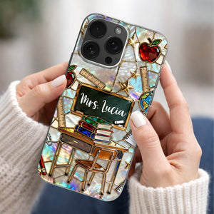 Classroom Inspired Book & Apple Design – Personalized Clear Phone Case | Gift For Teachers & Educators
