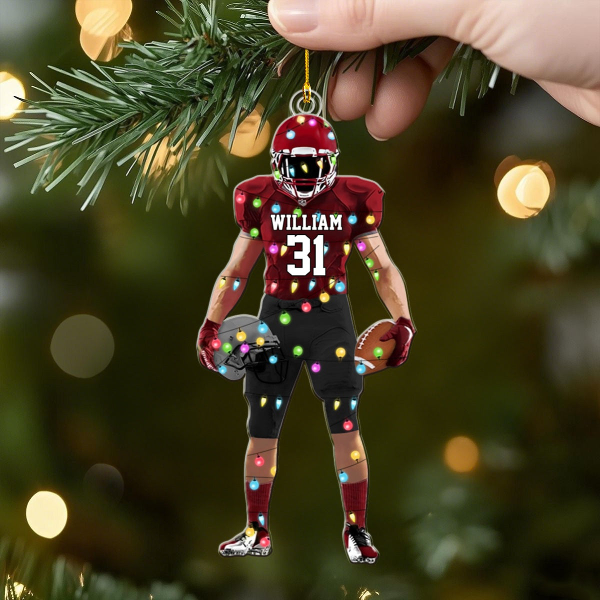 Personalized Christmas football ornament, for football players and football lovers