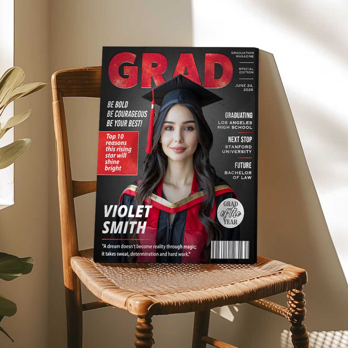 Personalized Graduation Magazine Cover Canvas , Personalized Graduation Gifts for Him or Her