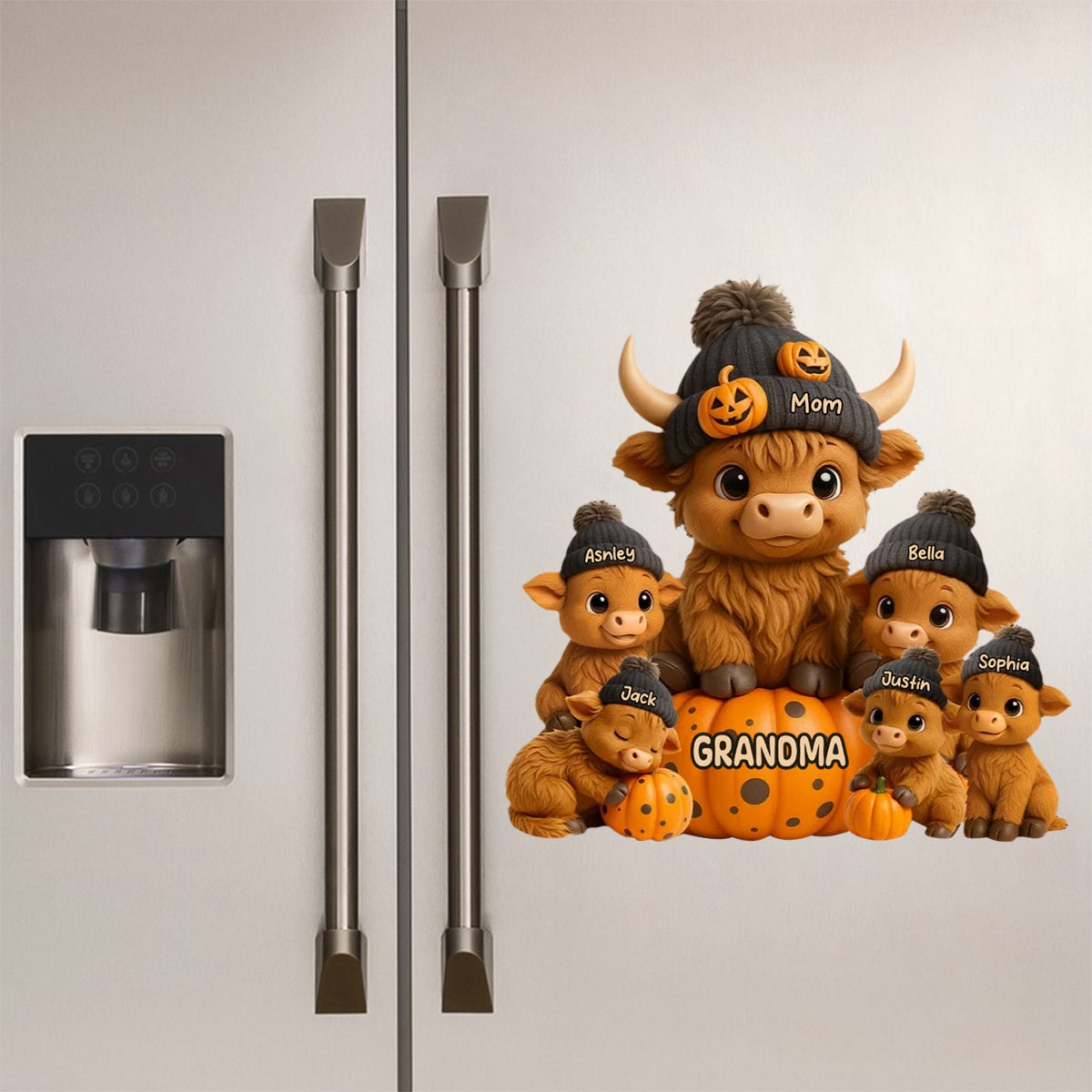 Mama Cow Personalized Decal, Cozy Fall Vibe Halloween Decor for Mom, Grandma