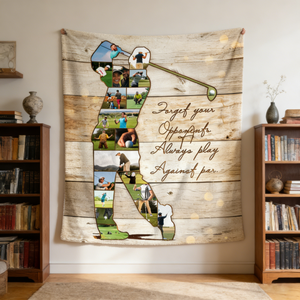 Personalized Golfer Photo Collage Blanket,Golf Coach Gift, Gift For Golf Lovers