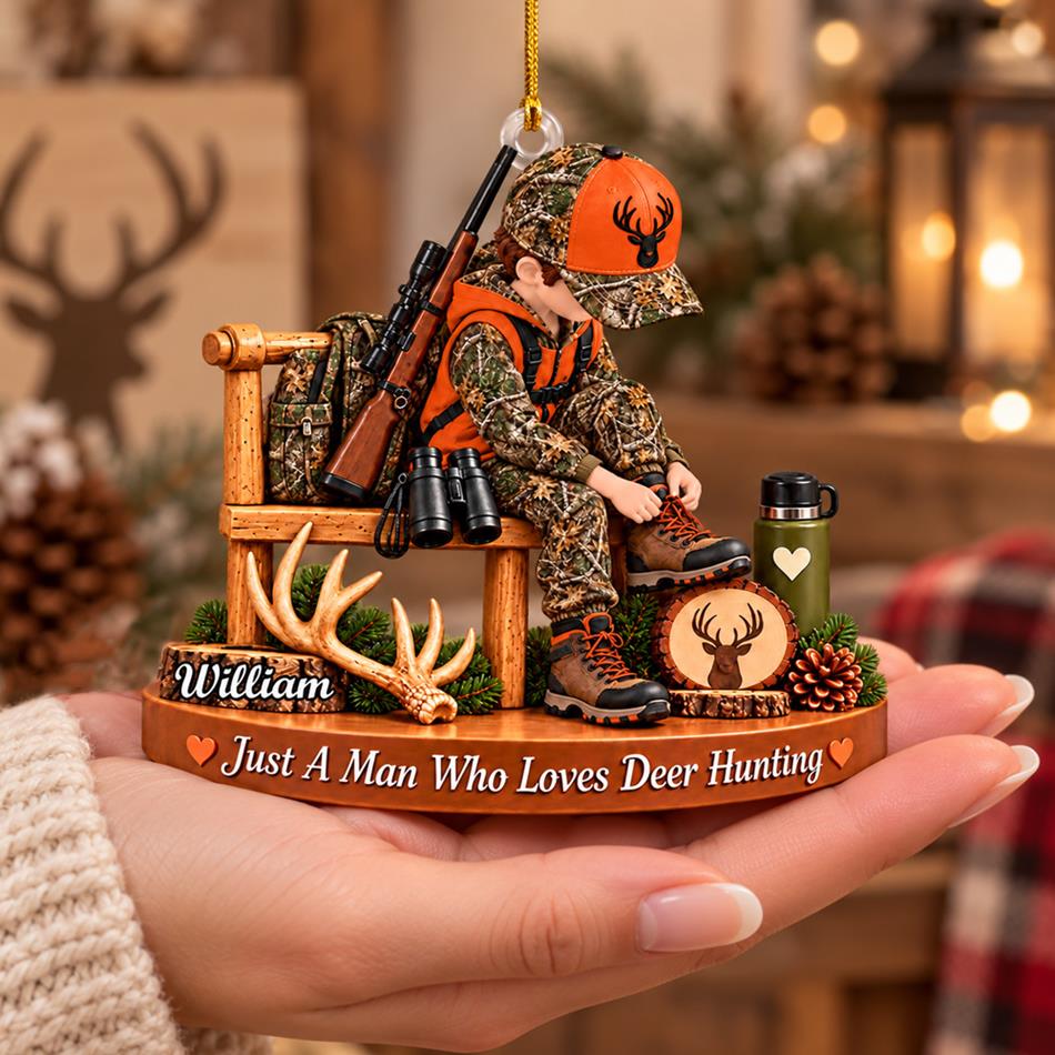 Just A Boy Who Loves Hunting – Personalized Christmas Ornament | Custom Name Keepsake Gift For Hunters