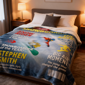 Custom Snowboarding Magazine Cover Blanket– Snowboard Gift, Gift for Snowboard Lovers