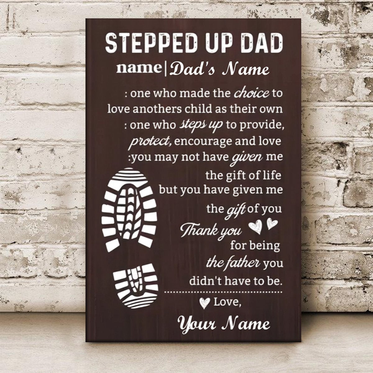 Personalized "Stepped Up Dad"  Canvas - Customizable Names