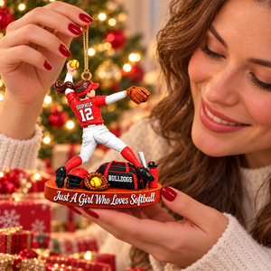 Just A Girl Who Loves Softball – Personalized Christmas Ornament | Custom Player Name Keepsake Gift For Softball Players & Fans