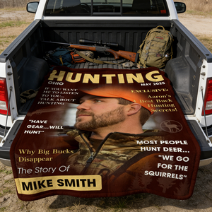 Personalized Hunter Magazine Cover Blanket, Custom Gift For Hunter, Hunting Gift For Man