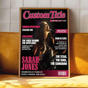 Personalized Singer Magazine Cover Poster,  Singer Gift, Cool Gift For Music Lover, Karaoke Gift