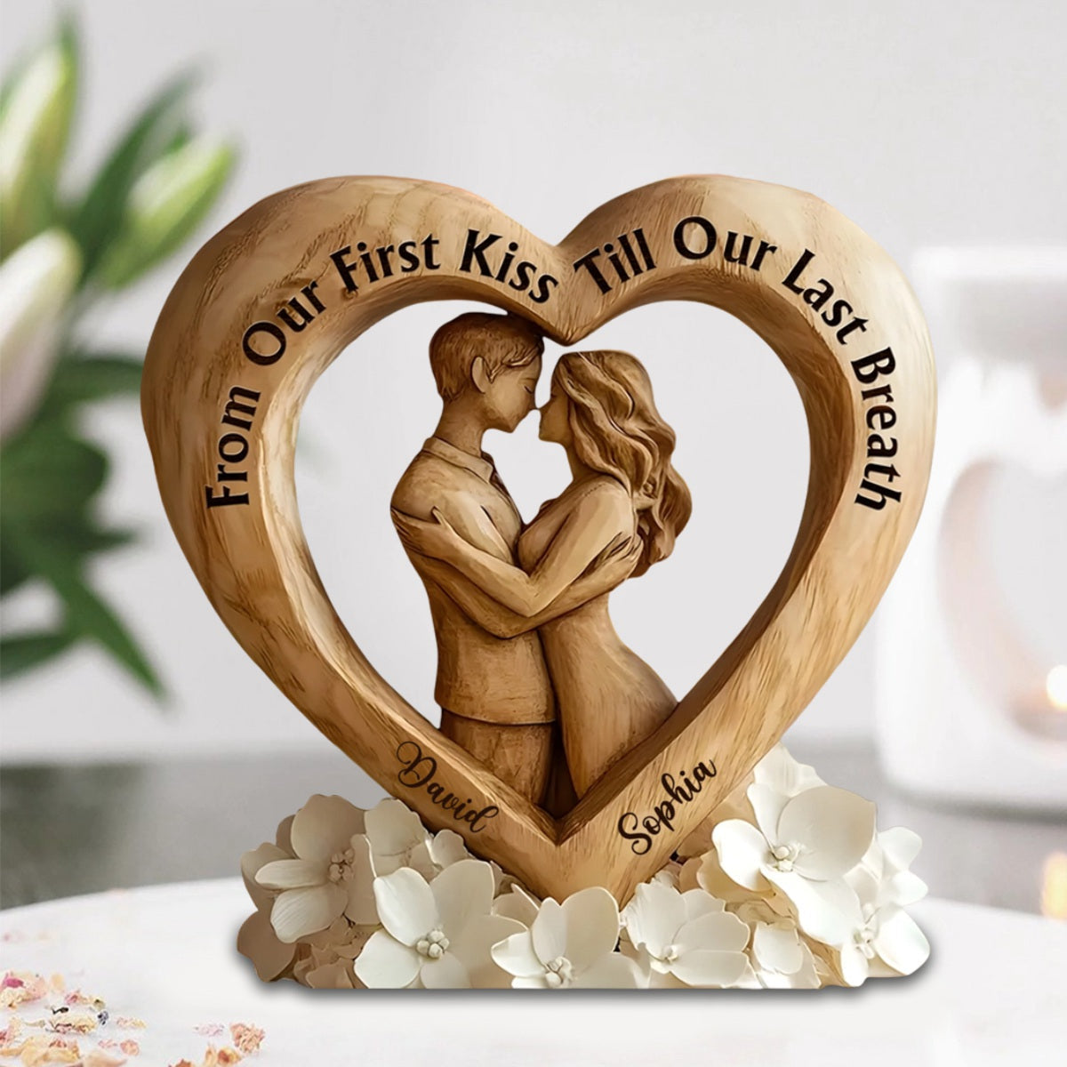 From First Kiss to Everlasting Love - Personalized Couple Custom Shaped Acrylic Plaque